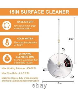15 Power Pressure Washer Patio Surface Cleaner Attachment 4000PSI Outdoor