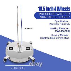 16.5 Pressure Power Surface Washer Cleaner 4000 PSI 1/4 QC Stainless Steel