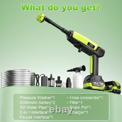 21V Cordless Pressure Washer with LED Battery Display, up to 1000 PSI Portable P