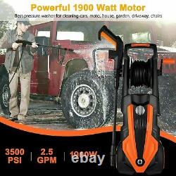 3500 PSI/1900W Electric Pressure Washer High Power Jet Washer Patio Car Orange