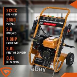 3950PSI Gas High Pressure Washer 5 Nozzles Powerful Washer 6.5HP 2.6GPM 8M Hose