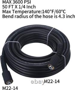 50 FT M22 14mm Power Washer Hose, 3600 PSI Anti-Twist for Easy Use