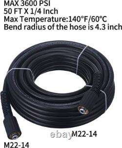50 FT M22 14mm Power Washer Hose, 3600 PSI Anti-Twist for Easy Use