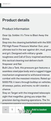 Autojack Camo High Powered 5000 PSI Pressure Washer Rifle Gun Call Of Duty