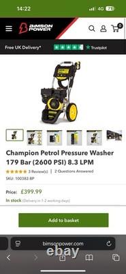 CHAMPION PETROL PRESSURE WASHER 2600 PSI Petrol Pressure Washer New RRP £400