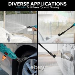 Cordless Jet Wash Car Pressure Washers 1200PSI 6-in-1 Multi-Spray Nozzle Ca