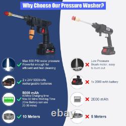 Cordless Portable Pressure Washer with 2 Batteries, 600PSI Power