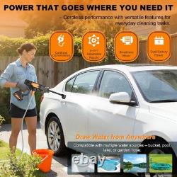 Cordless Pressure Washer 6-in-1 Portable Power Washer with 2 Batteries 5m Hose
