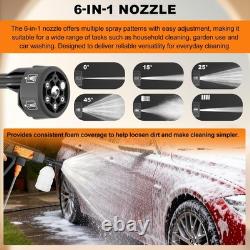 Cordless Pressure Washer 6-in-1 Portable Power Washer with 2 Batteries 5m Hose