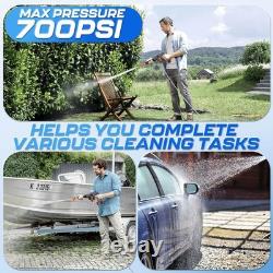 Cordless Pressure Washer 700 PSI, Portable 32V Battery Powered, 5-in-1