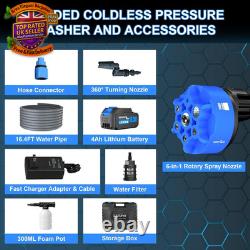 Cordless Pressure Washer 850PSI Portable 6 in 1 Nozzle Car Garden Power Cleaner