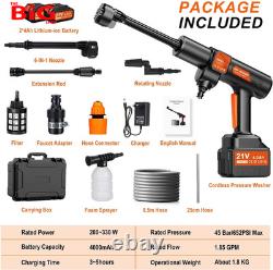 Cordless Pressure Washer Max 45 Bar/652Psi, Portable Pressure Washer Battery Powe