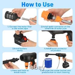Cordless Pressure Washer Powerful, Portable, 6-in-1 Battery Power for Cars