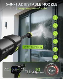Cordless Pressure Washer with 1X4000Mah Batteries, 870 PSI Portable Power Cleane