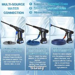 Cordless Pressure Washer with 6-in-1 Nozzle & Dual 4000mAh Batteries 1160 PSI