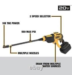 DEWALT 20V Cold Water Cordless Electric Power Cleaner Pressure Washer + Nozzles