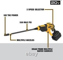 DEWALT Cordless Pressure Washer, Power Cleaner, 550PSI, 1 GPM, Battery & Charger