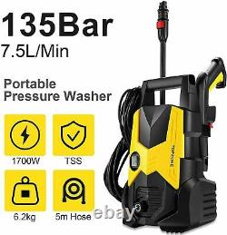 Electric Pressure Washer 2050PSI 135Bar Water High Power Jet Wash Patio Yellow