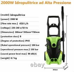 Electric Pressure Washer 3000PSI Water High Power IPX5 Jet Wash Patio Car Garden