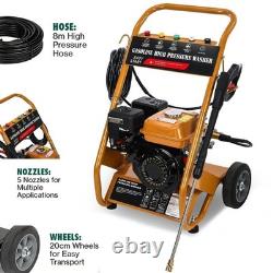 GEARZAAR Petrol Pressure Washer 6.5HP 3950 PSI Jet Wash High Power Jet 5 Nozzles