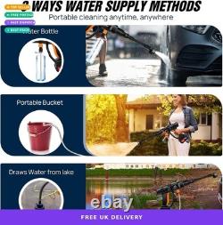 HSHa Cordless Pressure Washer 21V 652 PSI 6-in-1 Nozzle Battery Powered New