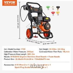High Power 3400 PSI Gas Pressure Washer 2.6 GPM 5 Nozzle Set for Car Cleaning
