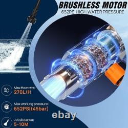 High-Pressure 652 PSI Portable Washer with Adjustable Nozzle & Battery Power