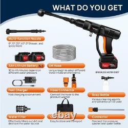 High-Pressure 652 PSI Portable Washer with Adjustable Nozzle & Battery Power