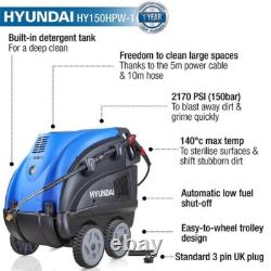 Hot Pressure Washer 2170PSI 150bar Hyundai 140°C 2.8kW Power Jet Washer