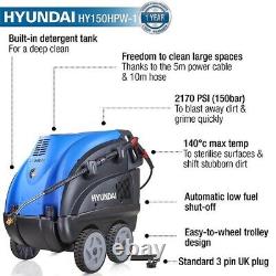 Hyundai 2170PSI 150bar Hot Pressure Washer 2.8kW Power Jet Washer HY150HPW-1