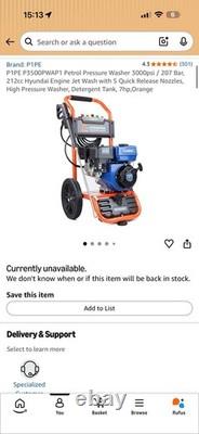 Hyundai Petrol-powered pressure w3000psi / 207 Bar, 212cc Engine Jet Wash