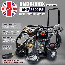 Kiam KM3600DX 3600PSI 10HP Diesel Pressure Power Jet Washer Cleaner Turbo Nozzle