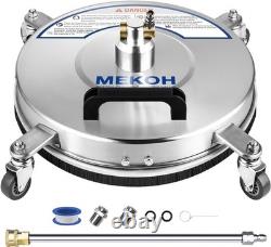 MEKOH 14 Pressure Washer Surface Cleaner 4500PSI 4 Wheels Stainless Steel Power