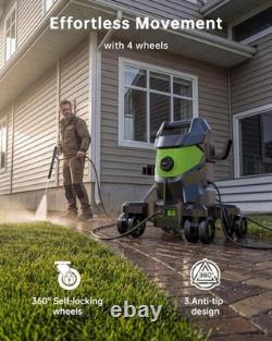 PATOOLIO Pressure Washers, Power Washer with 4 Lockable Wheels, 2000W, 345 Bar