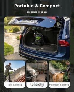 PATOOLIO Pressure Washers, Power Washer with 4 Lockable Wheels, 2000W, 345 Bar