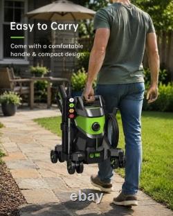 PATOOLIO Pressure Washers, Power Washer with 4 Lockable Wheels, 2000W, 345 Bar