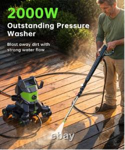 PATOOLIO Pressure Washers, Power Washer with 4 Lockable Wheels, 2000W, 345 Bar M