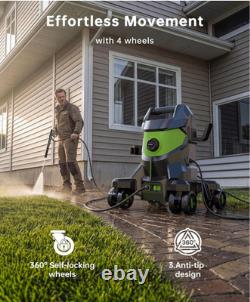 PATOOLIO Pressure Washers, Power Washer with 4 Lockable Wheels, 2000W, 345 Bar M