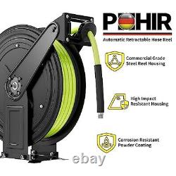 POHIR Automatic Pressure Washer Hose Reel for Air/Oil/Water 4000 PSI Heavy