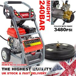 Petrol Pressure Washer 3480psi PowerKing 250 7HP Wolf Engine Jet & Patio Cleaner