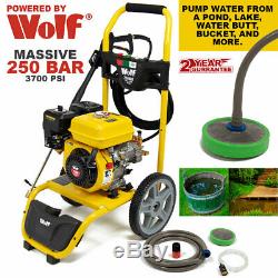 Petrol Pressure Washer 3700psi 250bar 7HP Petrol Driven Jet Power Washer Wolf