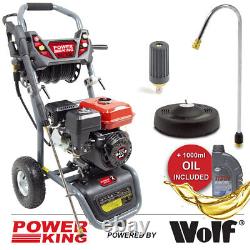 Petrol Pressure Washer 3843psi PowerKing 300 7HP Wolf Engine & Extra Accessories
