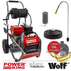 Petrol Pressure Washer 4351psi PowerKing 400 9HP Wolf Engine & Extra Accessories