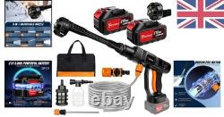 Portable 21V Pressure Washer 45 Bar 652 PSI with 6-in-1 Nozzle & 2 Batteries