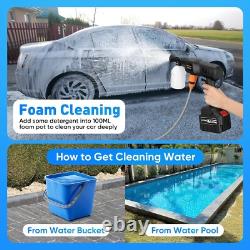 Portable Battery Powered Jet Wash 600 PSI High Pressure for Car & Patio
