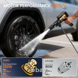 Portable Cordless Pressure Washer 600 PSI Power, 12000mAh Battery, & 5 Nozzles