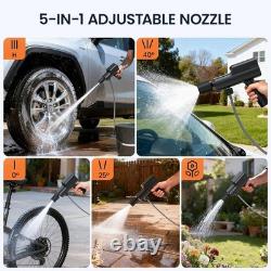 Portable Cordless Pressure Washer 600 PSI Power, 12000mAh Battery, & 5 Nozzles
