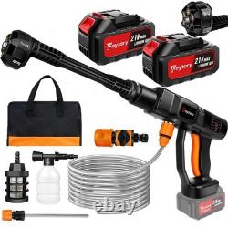 Portable Cordless Pressure Washer 652 PSI, 21V, 2x 3.0Ah Battery, 6-in-1 Nozzle