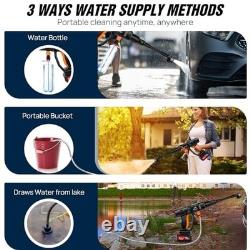 Portable Cordless Pressure Washer 652 PSI, 21V, 2x 3.0Ah Battery, 6-in-1 Nozzle