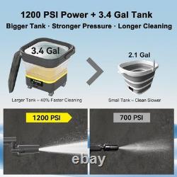 Portable Cordless Pressure Washer with Tank 1200 PSI Foldable Power Washer